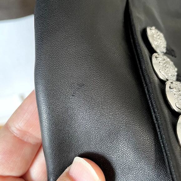 Veronica Beard Nevis Lamb Leather Blazer Jacket Cropped Black Silver Size 0‎ - Picture 6 of 11